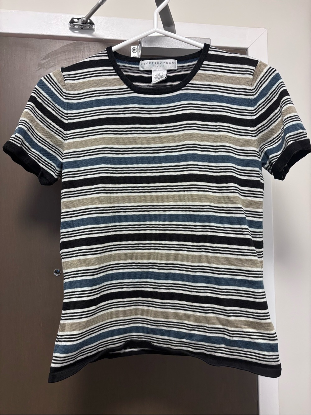 Vintage Geoffrey Beene Sport Striped Silk & Cotton Short-Sleeve Top (Smal)